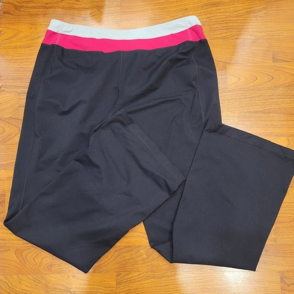 Lands' End Colorblock Blue Gray Pink Leggings - L